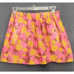 J. Crew Womens Pink Skirt Sz XXS 100% Cotton Mini Elastic Waist‎ Pineapple Print